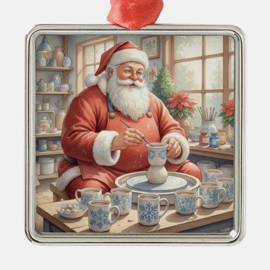 Pottery Painting Santa Claus  メタルオーナメント (正面)