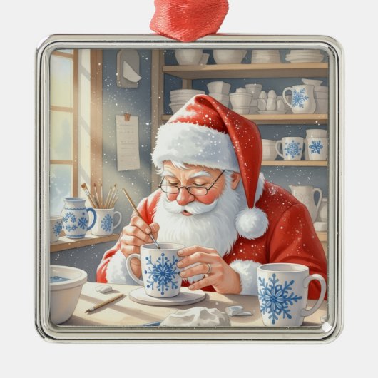 Pottery Painting Santa Claus  メタルオーナメント (正面)