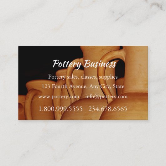 Pottery Sales, Classes, Supplies Business Custom 名刺 (正面)