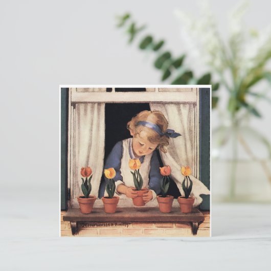 Potting Tullips by Jessie Willcox Smith 招待状 (スタンド正面)