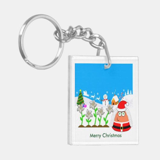 Pou_Christmas キーホルダー (正面左)