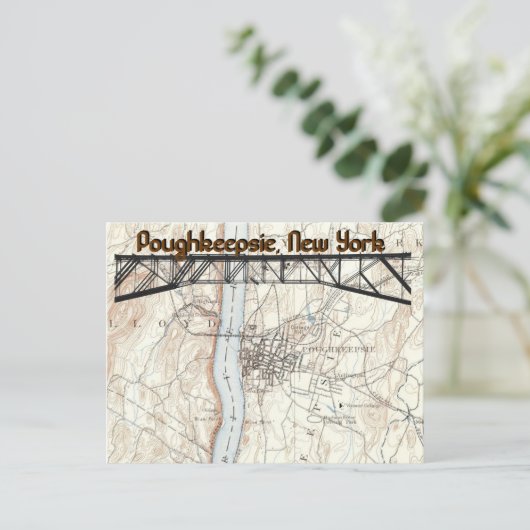 Poughkeepsie, New York Historic Mapはがき ポストカード (スタンド正面)