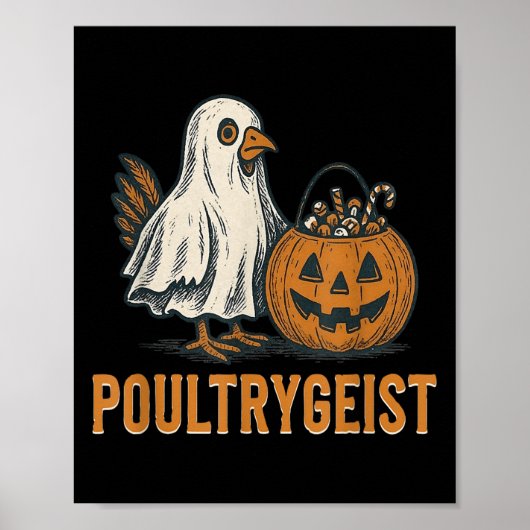 Poultrygeist Chicken Ghost Pumpkin Costume Hallowe ポスター (正面)