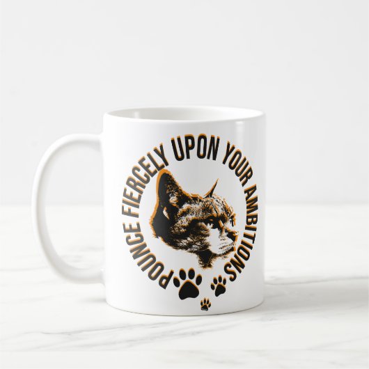 Pounce Fierce Collection–猫好きのためのモチベーション コーヒーマグカップ (左)