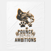 Pounce Fierce Collection–Motivation for Cat Lovers フリースブランケット (正面)