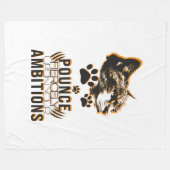 Pounce Fierce Collection–Motivation for Cat Lovers フリースブランケット (正面(横))