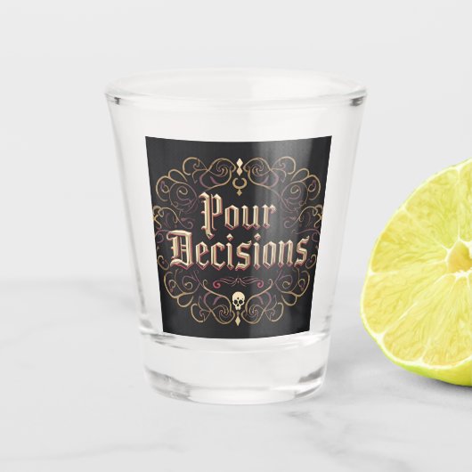 Pour Decisions Gothic Skull Baroque Shot Glass ショットグラス (正面)