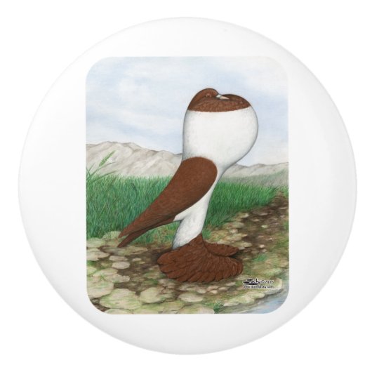 Pouterハト赤ハナ セラミックノブ (正面)