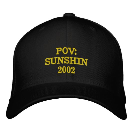 POV SUNSHIN 2002 刺繍 ブラック 刺繍入りキャップ (正面)