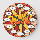 POWおもしろいモダン漫画ブックタイポグラフィトレンディー ラージ壁時計 (正面)