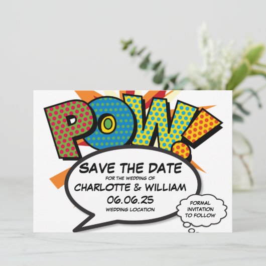 POW日付の保存おもしろいレトロ漫画ブックアーポップ・アートのト 招待状 (スタンド正面)