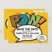 POW日付の保存おもしろいレトロ漫画ブックアーポップ・アートのト 案内ポストカード (正面/裏面)