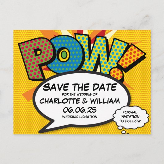 POW日付の保存おもしろいレトロ漫画ブックアーポップ・アートのト 案内ポストカード (正面)