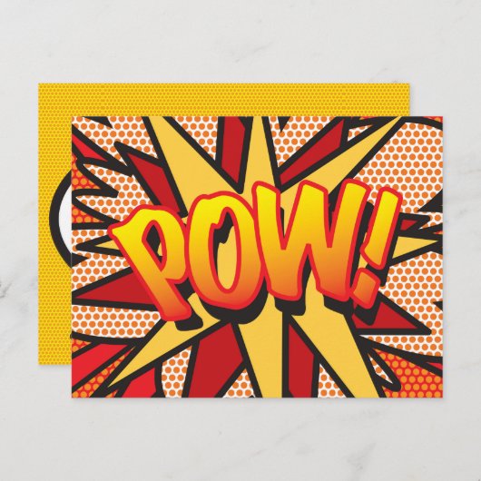 POW あなたのメッセージ スピーチ バブル ファン レトロ 案内ポストカード (正面/裏面)