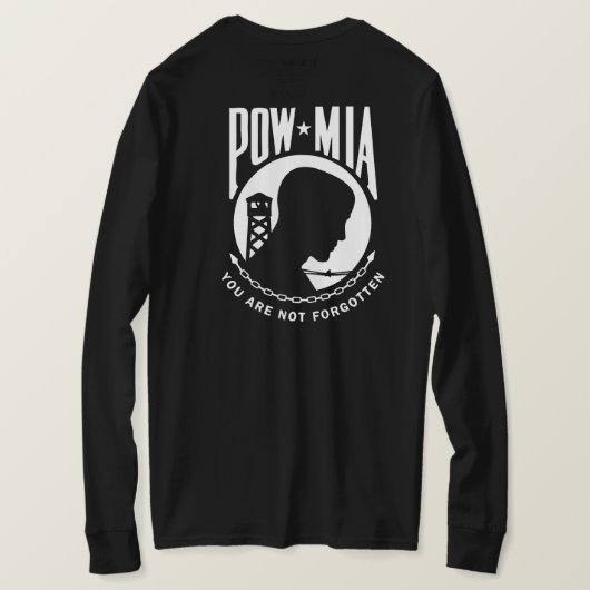 POW MIAメンズブラックティーシャツ Tシャツ (デザイン裏面)