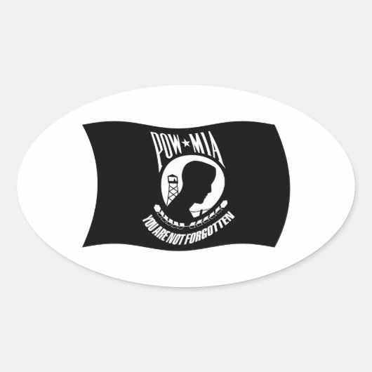 POW&MIA旗ステッカー 楕円形シール (正面)