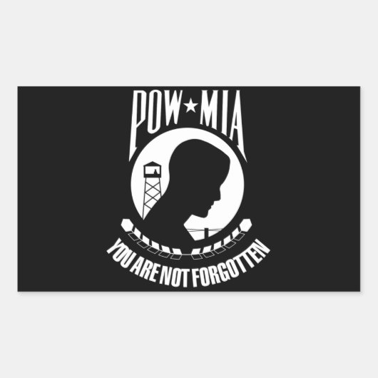 POW+MIA旗 長方形シール (正面)