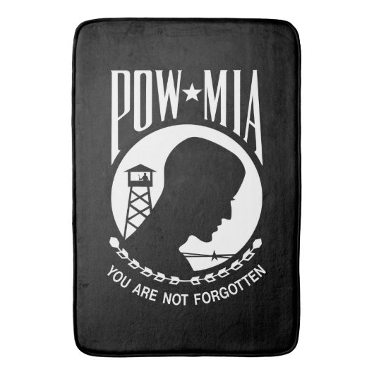 POW MIA フラグ：ベトナム戦争、WW2の行方不明兵 バスマット (正面縦)