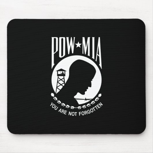 POW MIA フラグ:ベトナム戦争、WW2の行方不明兵 マウスパッド (正面)