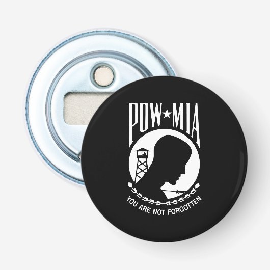 POW MIA フラグ:ベトナム戦争、WW2の行方不明兵 栓抜き (正面)