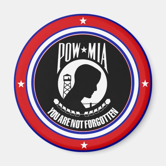 POW MIA – 赤と青 マグネット (正面)