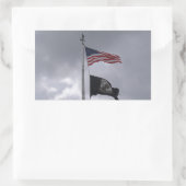 POW/MIA & American国旗 長方形シール (バッグ)