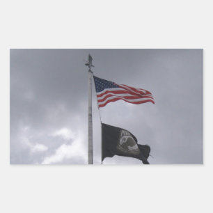 POW/MIA & American国旗 長方形シール