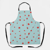 Powder Aqua Japanese Quince Floral Pattern エプロン (正面)