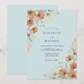 Powder Blue Amber Autumnal Wedding 招待状 (正面/裏面)