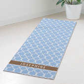 Powder Blue And Brown Trellis Pattern With Name ヨガマット