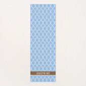 Powder Blue And Brown Trellis Pattern With Name ヨガマット (正面)