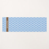 Powder Blue And Brown Trellis Pattern With Name ヨガマット (正面(横))