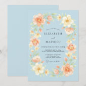 Powder Blue Delicate Spring Wedding 招待状 (正面/裏面)