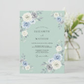 Powder Blue Ethereal Blossom Wedding 招待状 (スタンド正面)