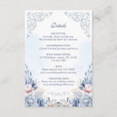 Powder Blue Floral Wedding Details エンクロージャーカード (正面)