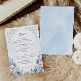 Powder Blue Floral Wedding Details エンクロージャーカード