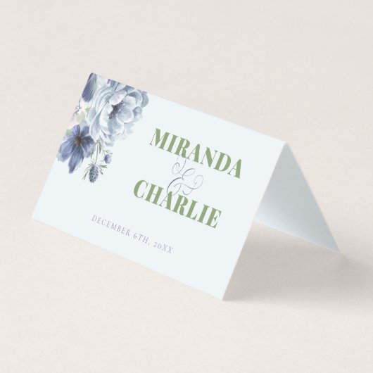 Powder Blue Folded Place Card (正面)