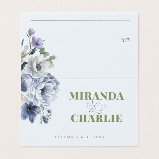 Powder Blue Folded Place Card (外部フラット)