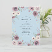 Powder Blue Gentle Botanical Wedding 招待状 (スタンド正面)