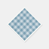 Powder Blue Gingham Buffalo Check Linen Texture スタンダードカクテルナプキン (角)