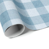 Powder Blue Gingham Buffalo Check Linen Texture ラッピングペーパー (ロールコーナー)