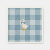 Powder Blue Gingham Goose Baby Shower Check スタンダードカクテルナプキン (正面)