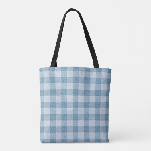Powder Blue Gingham Monogram Custom Name トートバッグ (裏面)