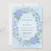 Powder Blue Hydrangea Blossom Wedding 招待状 (正面)