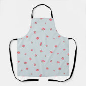 Powder Blue Japanese Winter Peony Floral Pattern エプロン (正面)
