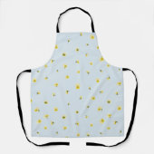 Powder Blue Japanese Yellow Viola Floral Pattern エプロン (正面)