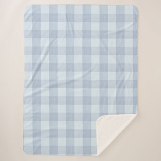 Powder Blue Large Gingham Plaid Sherpa Blanket シェルパブランケット