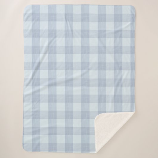 Powder Blue Large Gingham Plaid Sherpa Blanket シェルパブランケット (正面)