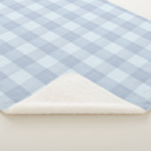 Powder Blue Large Gingham Plaid Sherpa Blanket シェルパブランケット (3/4)