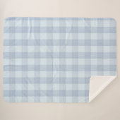 Powder Blue Large Gingham Plaid Sherpa Blanket シェルパブランケット (正面(横))